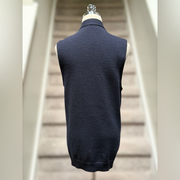 Vintage L.L. Bean 100% Wool Button Sweater Vest Navy Preppy Grandpa Core Men M - Picture 7 of 15